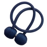 Cumpara ieftin Suport magnetic pentru perdele, snur decorativ impletit, 44 cm, bleumarin, magnet puternic