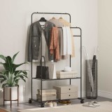 vidaXL Suport pentru H&acirc;rtie cu raft cu roata cu depozitare Negru 42021356