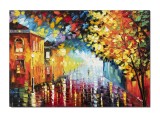 Cumpara ieftin Tablou 3D pictat manual, O seara magica prin orasul vechi, 100x70cm ulei pe panza in relief