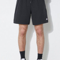 New Balance pantaloni scurti French Terry barbati, culoarea negru, MS41520BK