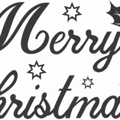 Sticker decorativ, Merry Christmas , Negru, 85 cm, 4937ST