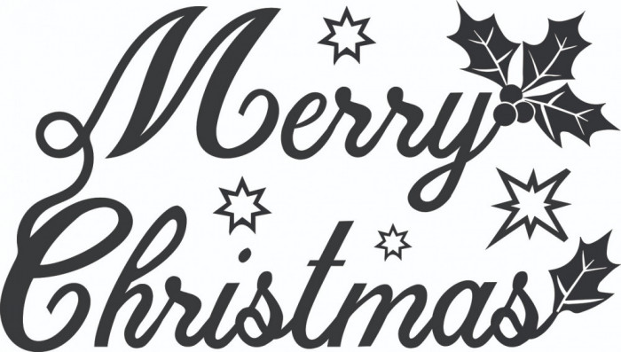 Sticker decorativ, Merry Christmas , Negru, 85 cm, 4937ST