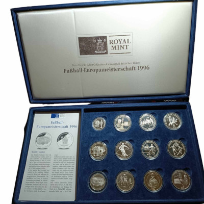 Set ROYAL MINT Campionatul European de Fotbal 1996 [ 11 medalii din argint ] foto