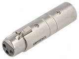 Adaptor XLR 3-Pin Masculin-Feminin Argintiu, Amphenol
