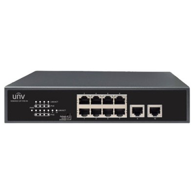 Switch 8 porturi PoE, 2 porturi uplink RJ45 - UNV NSW2010-10T-POE-IN foto