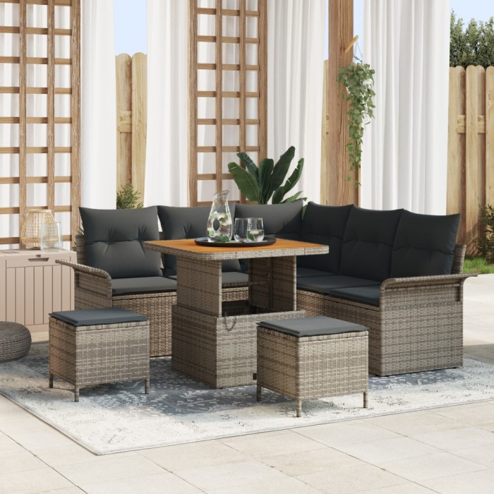 vidaXL Set de canapele pentru grădină 8 pcs Gri poliratan