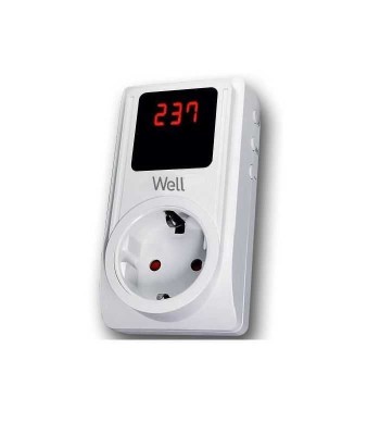 Stecher schuko 16A 3680W cu protectie la joasa si inalta tensiune ecran digital Well foto
