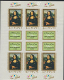 UNGARIA 1974 Mona Lisa Bloc nedantelat nestampilat de 6 timbre MNH