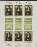 UNGARIA 1974 Mona Lisa Bloc nedantelat nestampilat de 6 timbre MNH