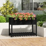 Cumpara ieftin Jardinieră cu raft, negru, 111,5x54x81 cm, lemn masiv de pin