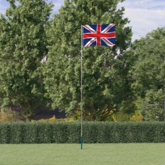 vidaXL Steag Marea Britanie și st&acirc;lp din aluminiu, 5,55 m