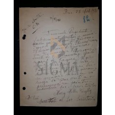 SCRISOARE DE ADERARE LA UNIUNEA SCRIITORILOR DIN ROMANIA, MARGARITA MILLER VERGHY, 1920