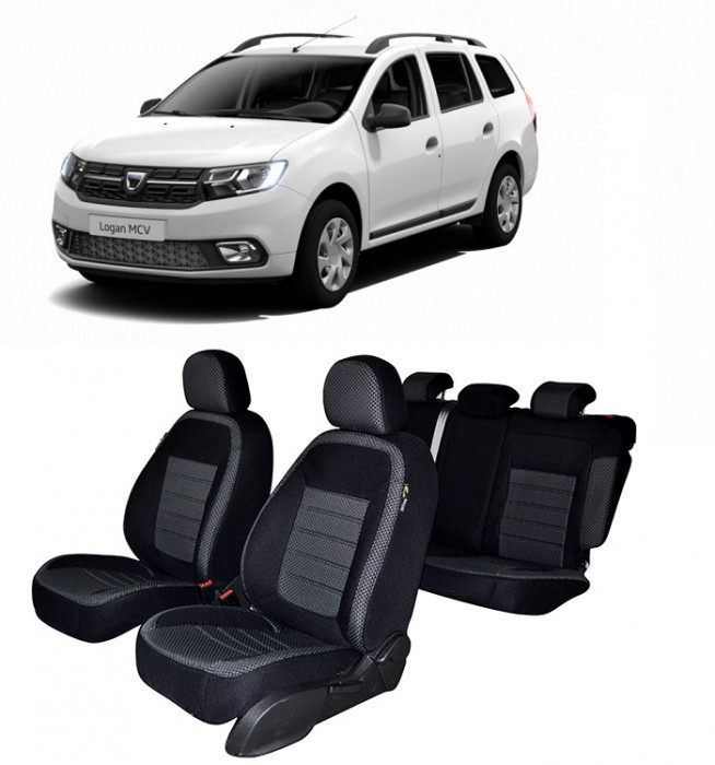 Set huse scaune dedicate Dacia Logan MCV 5 locuri AUTENTIC 2013-2020 (BANCHETA FRACTIONATA)