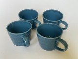 Patru cani mari din ceramica smaltuita de provenienta scandinava, culoare turcoaz, Decorative