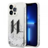 Husa pentru Apple iPhone 14 Pro, Karl Lagerfeld, Liquid Glitter Big KL, Argintie