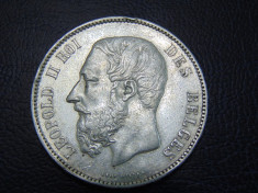 Moneda argint 5 Francs 1875 Leopold II foto
