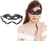 Masca venetiana pentru carnaval Amfsqj, dantela, negru, 22 x 8 cm