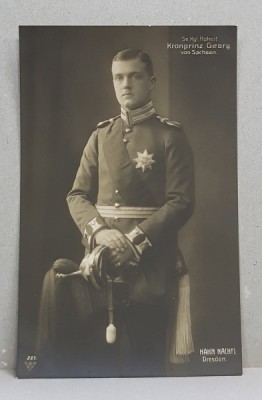 PRINTUL COROANEI GEORG von SACHSEN , CARTE POSTALA ILUSTRATA , MONOCROMA , NECIRCULATA , PERIOADA INTERBELICA foto