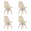 Set 4 scaune stil scandinav, Artool, Dumo, catifea, lemn, bej, 45x53x84 cm, Leobert