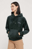 Superdry bluza femei, culoarea verde, cu glugă, neted