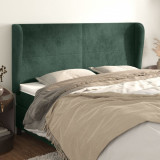 VidaXL Tăblie pat cu aripioare verde &icirc;nchis 163x23x118/128 cm catifea