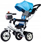 Tricicleta Copii Ecotoys cu Scaun Rotativ 360&deg;, Roti Gonflabile, Parasolar, Albastru, 1.5-5 Ani, Max 25 Kg