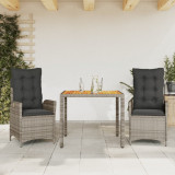 VidaXL Set mobilier de grădină cu perne, 3 piese, gri, poliratan 3213103