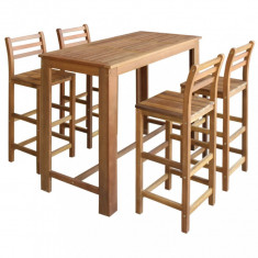 Set masa si scaune de bar 5 piese, lemn masiv de acacia foto