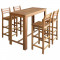 Set masa si scaune de bar 5 piese, lemn masiv de acacia