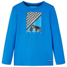 Tricou copii m&acirc;neci lungi albastru cobalt 116