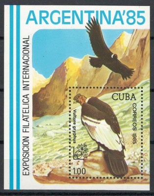 Cuba 1985 Mi 2953 bl 90 MNH - Exp Int de timbre ARGENTINA &amp;lsquo;85, Pasari foto