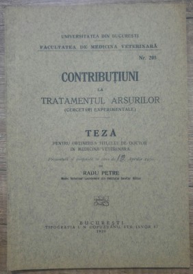 Contributiuni la tratamentul arsurilor/ 1930 foto
