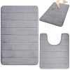 Set 2 Covorase Baie Microfibra, Spuma Memorie, Antiderapante, Gri, 60x40cm &amp; 50x40cm