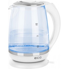 Cana electrica fierbator din sticla ECG RK 2020 alba, 2 L, 2200 W, lumina