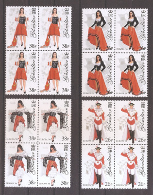 Gibraltar 1998 &amp;ndash; EUROPA CEPT- Sarbatori Nationale. Costume (in bloc de 4), MNH foto