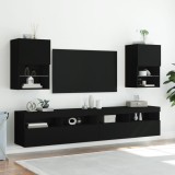 Cumpara ieftin Comode TV cu lumini LED, 2 buc., negru, 40,5x30x60 cm