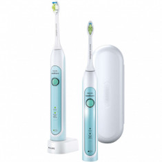 Pachet Philips Sonicare HealthyWhite HX6732/37, 2 periute de dinti electrice, 31000 miscari de curatare/minut, 2 programe, 2 capete, Alb/Verde foto