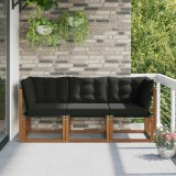 vidaXL Canapea Exterior Modulara Lemn Acacia Natural 3 Bucati Set Gradina Terasa