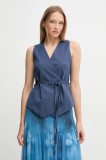Sandro Ferrone vesta culoarea bleumarin, desfacut, S23XBEBAFATA