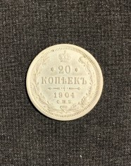 Moneda 20 copeici 1904 Rusia argint