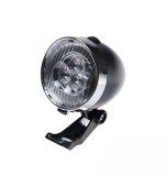 Lampa Fata Bicicleta Retro, 3 LED, Neagra, AWR1116, Diametru 7cm, Suport Furca