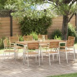 Scaune de grădină vidaXL stivuite 8 pcs 54.5x56x89 cm din lemn masiv de tec, Scaune de grădină vidaXL stivuite 4 pcs din lemn masiv de tec și oțel