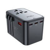 Adaptor pentru Priza 3x Type-C, EU, UK, AUS, US, GaN, PD75W - Acefast (Z1) - Black