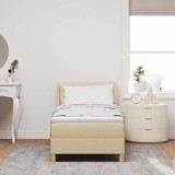 Cumpara ieftin Pat cu arcuri cu headboard Manual Crem 200 x 80 cm tesatura
