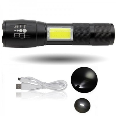 Mini Lanterna LED 1W+1W COB LED cu Zoom si Incarcare USB MHT629 foto