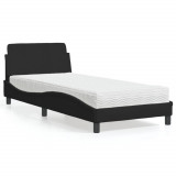 Cumpara ieftin Pat cu saltea, negru, 90x200 cm, textil