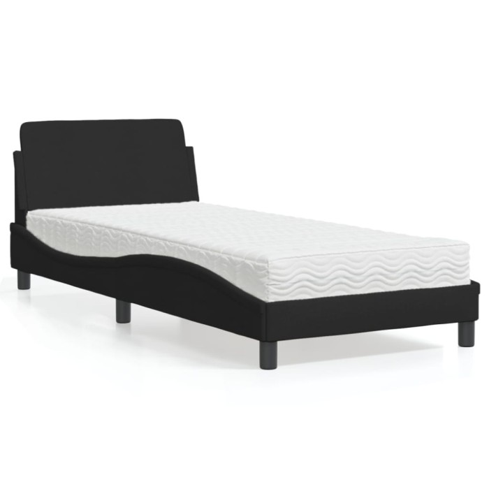 vidaXL Pat cu saltea, Dover, negru, 90x190 cm, textil 3208306