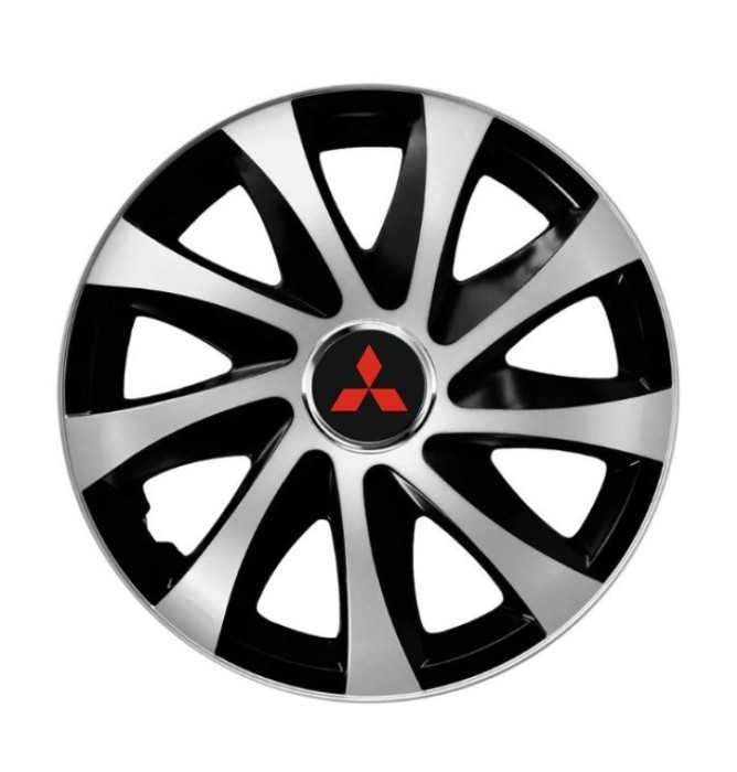 Set 4 capace roti Drift exrta Gri-Negru R15 pentru gama auto Mitsubishi