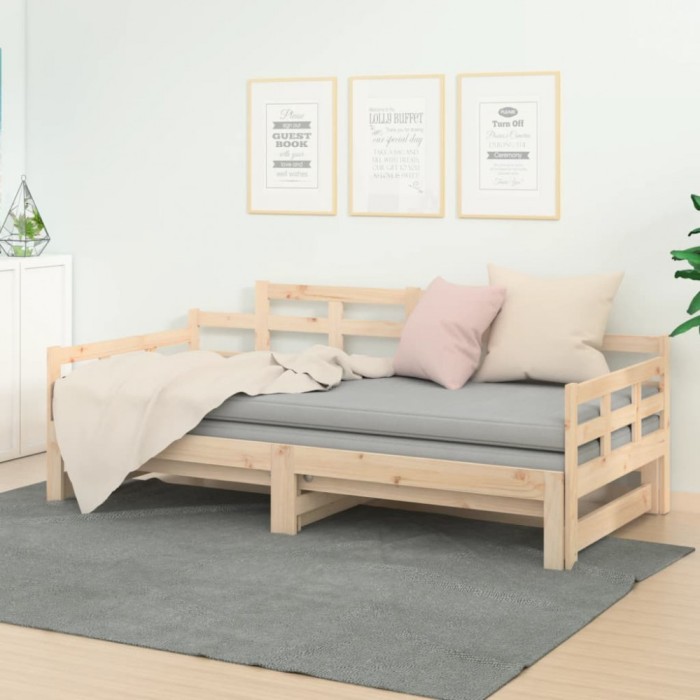 vidaXL Pat extensibil de zi, 2x(80x200) cm, lemn masiv de pin 820347