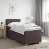 Cumpara ieftin Pat boxspring cu saltea Maro inchis 80 x 200 cm Tesatura